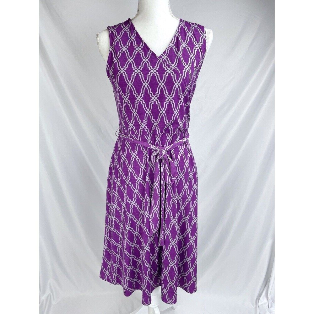 Stitch‎ Fix 41 Hawthorn Large Purple Dress Faux Wrap Sleeveless V-Neck Lined